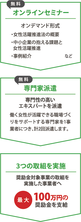 オンラインセミナー・専門家派遣・3つの取組を実施